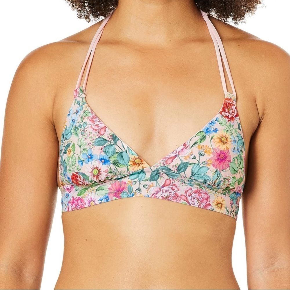 NWT Swim Systems Lovebirds Halter Bikini Top Pink Valley Blooms, D-Cup